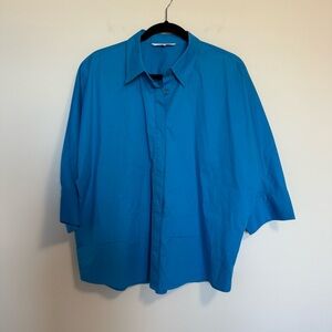 Xandres Belgium Cotton Poplin Top Blue 38